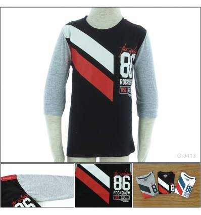 Kaos Oblong Anak Cowok Lengan 3/4 Rock Show