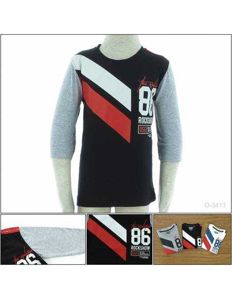 Kaos Oblong Anak Cowok Lengan 3/4 Rock Show