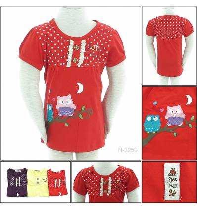 Kaos Oblong Anak Cewek Lengan Pendek Geenee