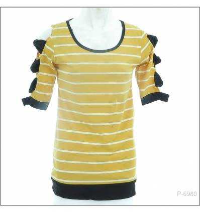 Kaos Cewek Bergaris Lengan Pendek Pure Chies