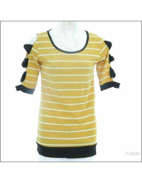 Kaos Cewek Bergaris Lengan Pendek Pure Chies