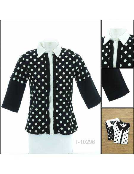 Kemeja Cewek Motif Polkadot Lengan 3/4 Kukky Top