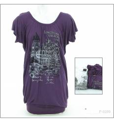 Kaos Cewek Motif Lengan Pendek A.N.G