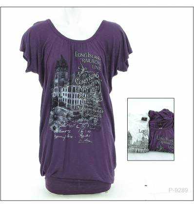 Kaos Cewek Motif Lengan Pendek A.N.G