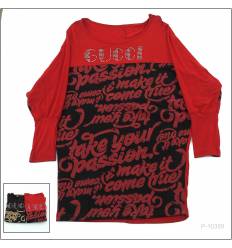 Kaos Cewek Motif Lengan Panjang Queentin