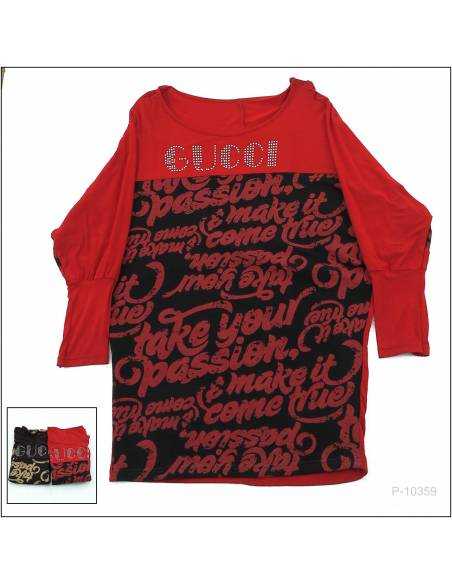 Kaos Cewek Motif Lengan Panjang Queentin