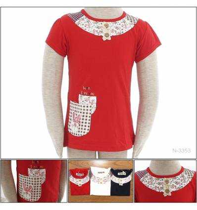 Kaos Oblong Anak Cewek Lengan Pendek Ukuran 1-3 Geenee