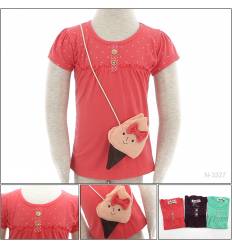 Kaos Oblong Anak Cewek Lengan Pendek Size 1-3 Geenee