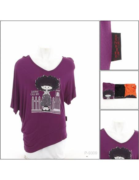 Kaos Cewek Bergambar Lengan Pendek Lumeire