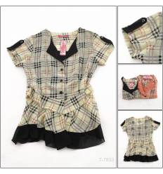 Atasan Cewek Kotak Kotak Lengan Pendek Peter