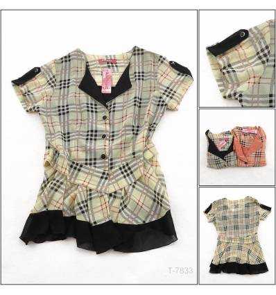 Atasan Cewek Kotak Kotak Lengan Pendek Peter
