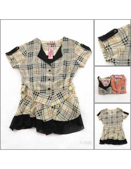 Atasan Cewek Kotak Kotak Lengan Pendek Peter