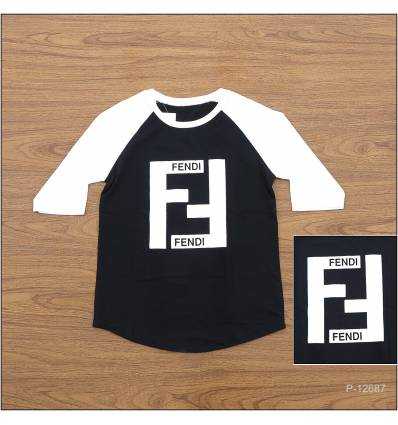 Kaos Oblong Cewek Fendi  Lengan 3/4