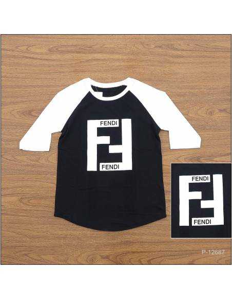 Kaos Oblong Cewek Fendi  Lengan 3/4