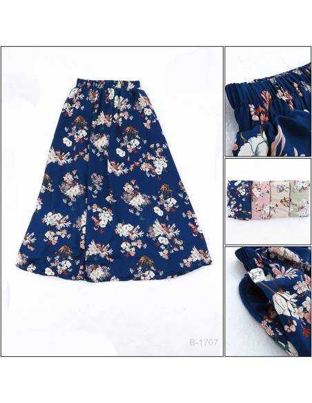 Rok Panjang Chiffon Cewek Motif Bunga Monggi