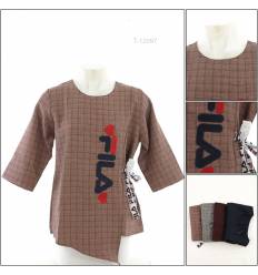 Atasan Cewek Motif Kotak Lengan 3/4 Mikka