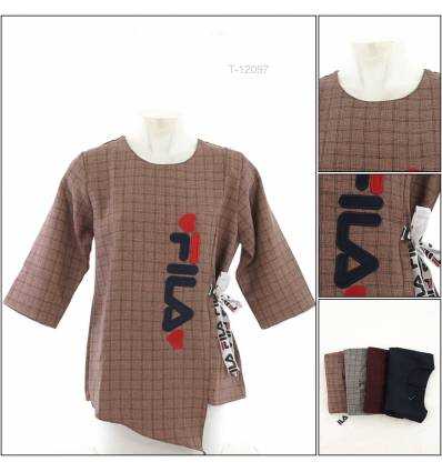 Atasan Cewek Motif Kotak Lengan 3/4 Mikka