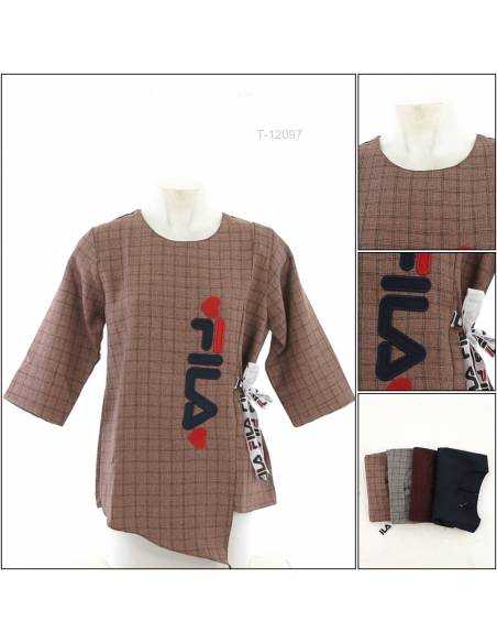 Atasan Cewek Motif Kotak Lengan 3/4 Mikka