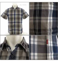 Kemeja Cowok Lengan Pendek Biru Kotak-Kotak Gabrielle S-XL