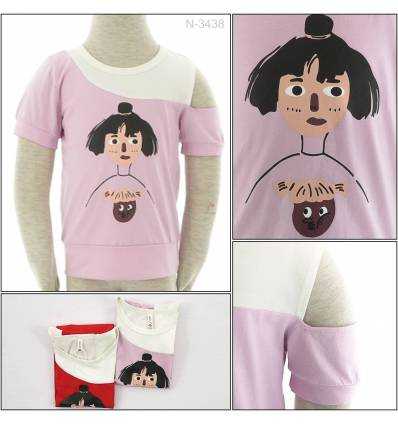 Kaos Oblong Anak Cewek Lengan Pendek Sabrina DGXZZ 9-12