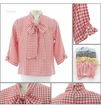 Atasan Cewek Kerah Setali Lengan Panjang Mikka