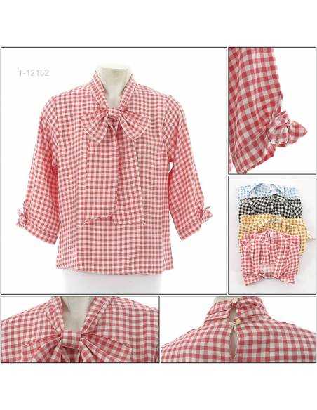 Atasan Cewek Kerah Setali Lengan Panjang Mikka