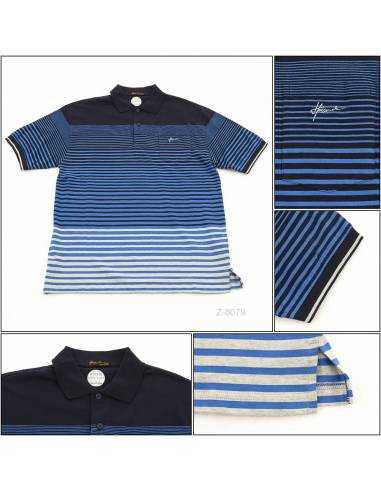 Kaos Kerah Cowok Garis Lengan Pendek Hassenda...