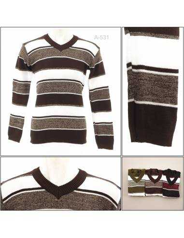 Jaket/Sweater Rajut Cowok/Cewek Motif Garis...