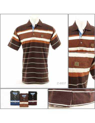 Kaos Kerah Cowok Garis Lengan Pendek Picasso...