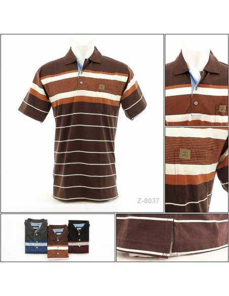 Kaos Kerah Cowok Garis Lengan Pendek Picasso XL-2XL