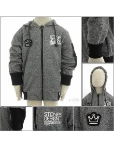 Jaket Hoodie Katun Anak Cowok Abu - Abu Stones S - L