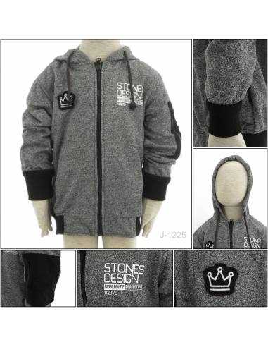 Jaket Hoodie Katun Anak Cowok Abu - Abu Stones...