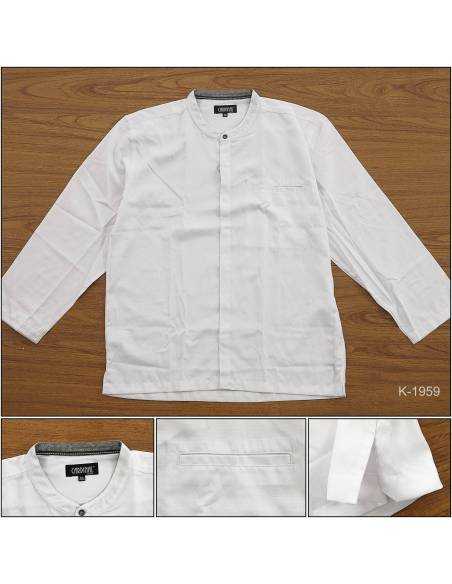 Kemeja Muslim Cowok Lengan Panjang Putih Cardinal 2XL-3XL