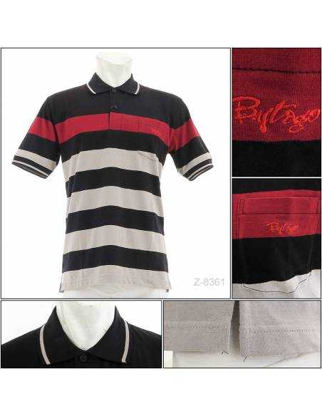 Kaos Kerah Cowok Garis Lengan Pendek Bytago S-L