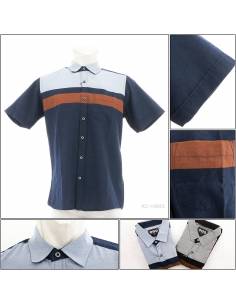 Kemeja Cowok Slim Fit Lengan Pendek RGB M-XL