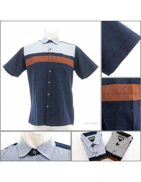 Kemeja Cowok Slim Fit Lengan Pendek RGB M-XL