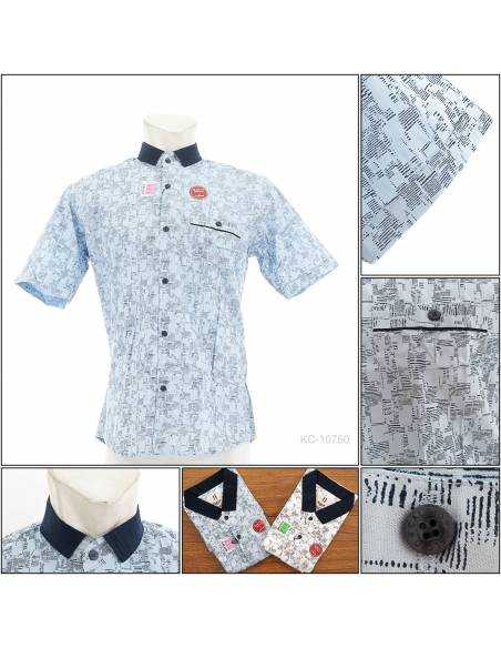 Kemeja Cowok Slim Fit Lengan Pendek Calcio M-2XL