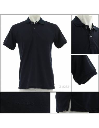 Kaos Kerah Cowok Lengan Pendek Biru Tua IEBE M-XL