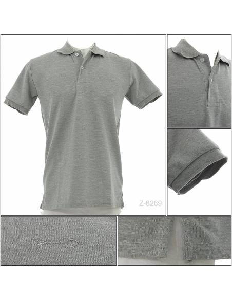 Kaos Kerah Cowok Lengan Pendek Abu Muda IeBe M-L