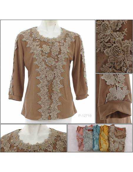 Kaos Korea Cewek Bordir Lengan Panjang Beauty