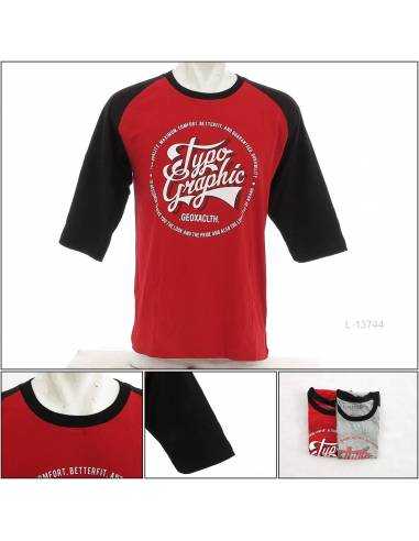 Kaos Oblong Reglan Cowok Lengan 3/4 Geoxa M-XL