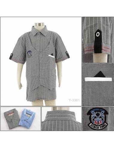 Kemeja Anak Cowok Salur Lengan Pendek Benri 10-14