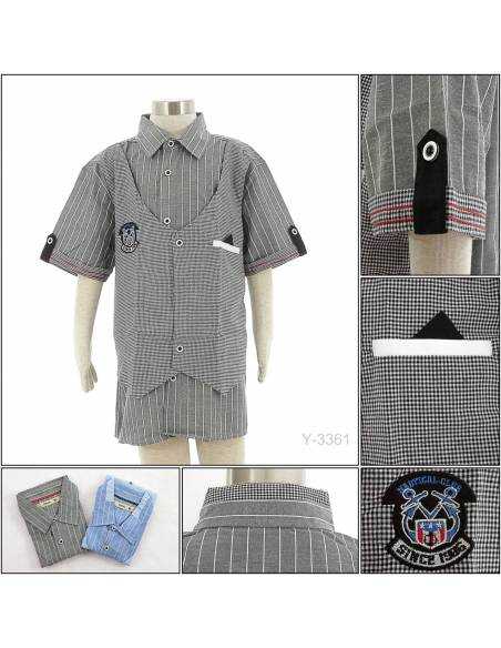 Kemeja Anak Cowok Salur Lengan Pendek Benri 10-14