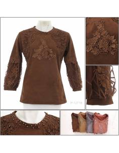 Atasan Cewek Motif Bordir Lengan 3/4 Beauty