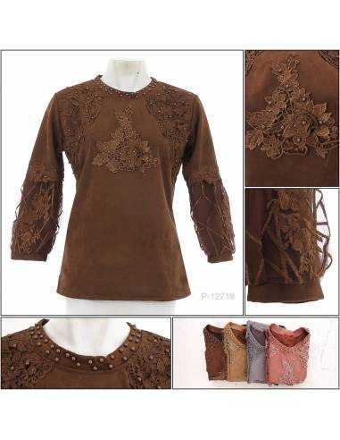 Atasan Cewek Motif Bordir Lengan 3/4 Beauty