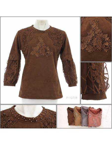 Atasan Cewek Motif Bordir Lengan 3/4 Beauty