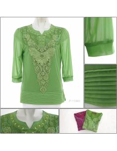 Kaos Korea Cewek Bordir Lengan Pendek 3/4 Beauty