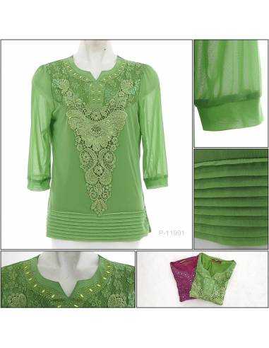 Kaos Korea Cewek Bordir Lengan Pendek 3/4 Beauty