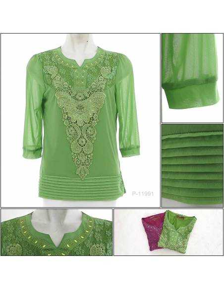 Kaos Korea Cewek Bordir Lengan Pendek 3/4 Beauty