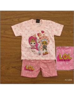 Setelan Anak Cewek Lengan Pendek Pink Babies S